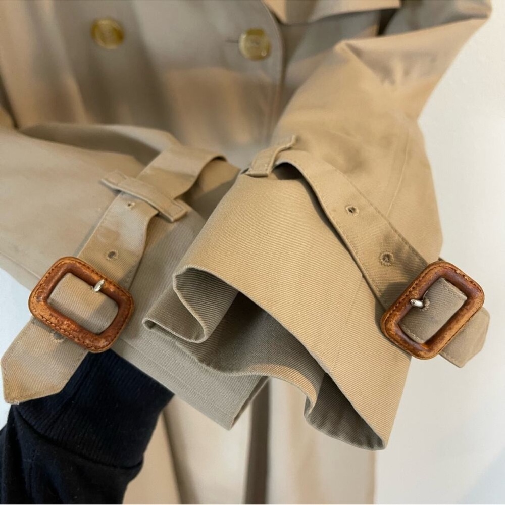 Burberry Vintage Women's Tan Cotton Long Trench Coat w/ Belt (10 L) - Picture 7 of 15